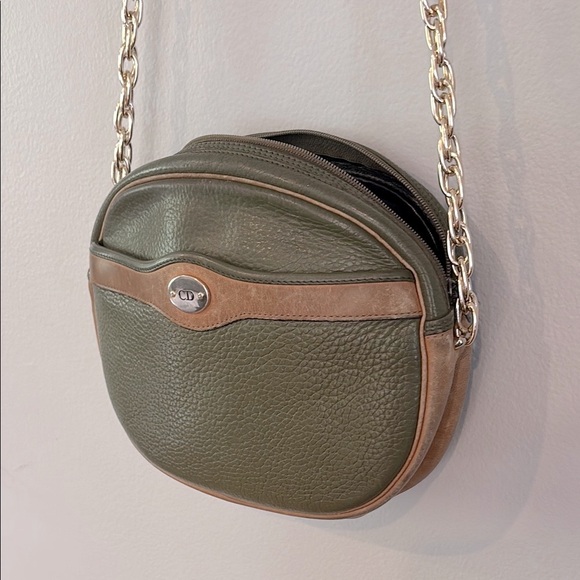 Dior Elegant Green & Tan Leather Shoulder Bag - Picture 5 of 10